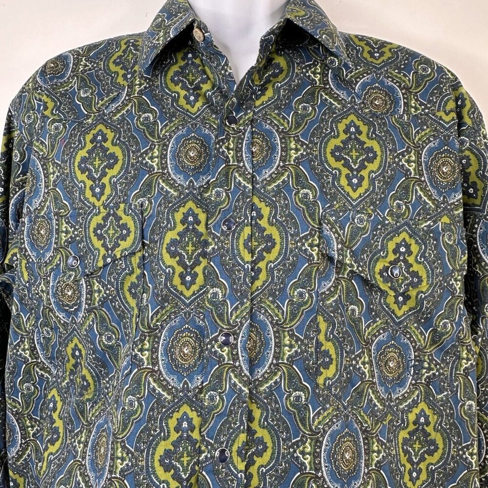 Ariat MNS Fontana Snap Shirt Paisley Print Western Rockabilly Long Sleeve Lrg - Picture 3 of 6
